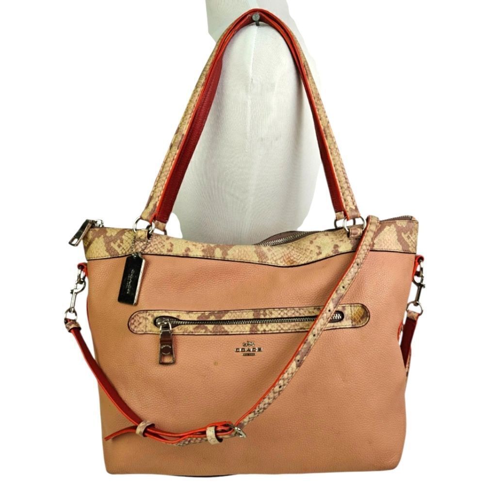 Coach Light Pink Genuine Leather Shoulder Bag Tote Handbag Purse